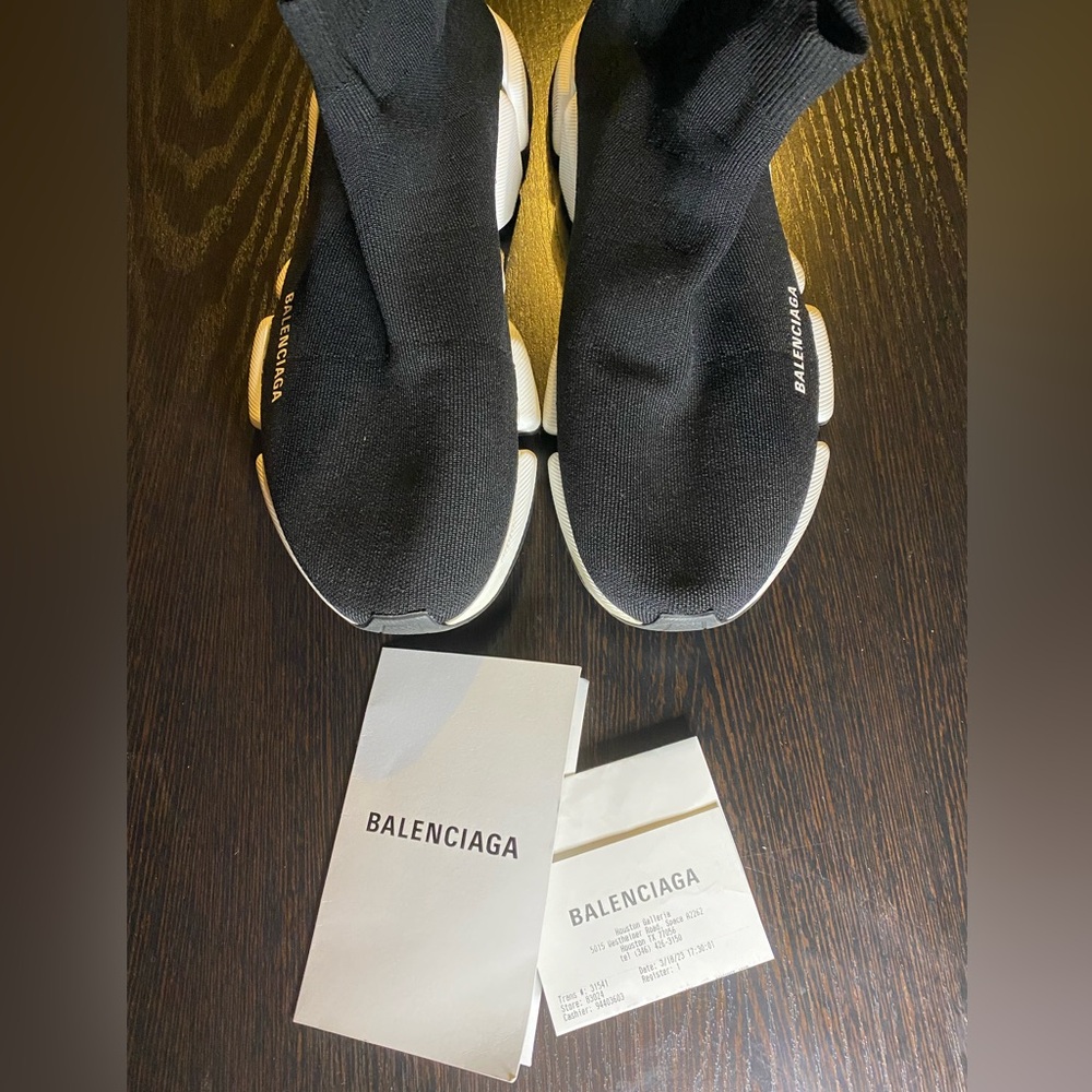 Balenciaga Speed Sock Sneakers – Black/White – Size 45E